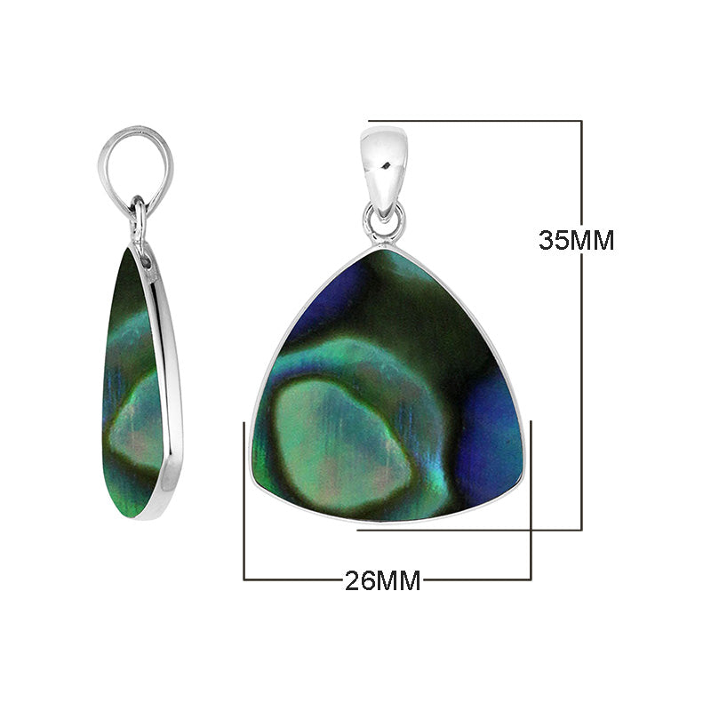 Sterling Silver Abalone Shell Triangular Pendant For Wholesale Jewelry Buyers.