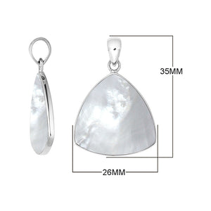 Sterling Silver Mother Of Pearl Triangular Pendant For Wholesale Jewelry Buyers.