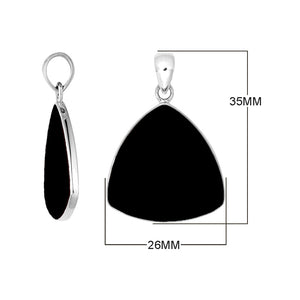 Sterling Silver Black Shell Triangular Pendant For Wholesale Jewelry Buyers.