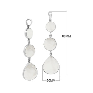 Sterling Silver Elegant Triple Drop Mother Of Pearl Pendant For Wholesale Buyers.