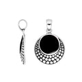 Black Shell Sterling Silver Round Pendant With Cut-Out Design Handcrafted In Bali