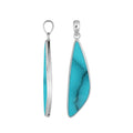 Sterling silver long triangular pendant with Turquoise Shell handcrafted in modern Balinese design