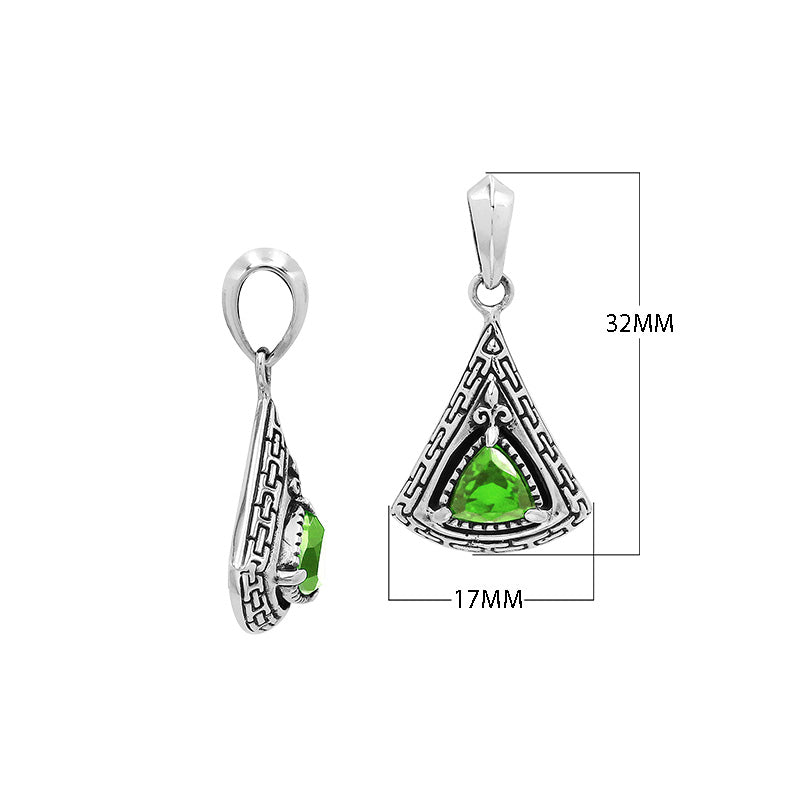 Sterling Silver geometric pendant with Peridot Quartz handcrafted silver jewelry wholesale