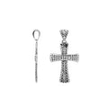 Sterling silver engraved cross pendant with Balinese detailing in polished finish.