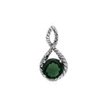 Sterling silver Green Quartz round cut pendant with handcrafted twisted rope detailing
