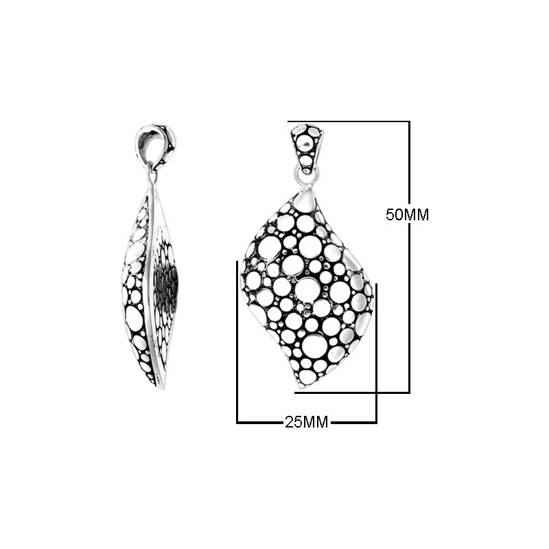 A wholesale Silver Overlay Over Copper pendant featuring an abstract bubble cutout design, oxidized detailing, polished edges, and a modern wave silhouette ideal for bulk jewelry orders.