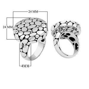 Wholesale sterling silver statement ring with pebble texture, handcrafted in Bali by skilled artisans, bulk modern silver jewelry for suppliers and resellers.