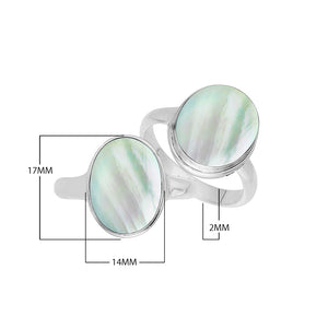 Wholesale sterling silver oval Mother of Pearl ring with sleek bezel setting and polished 925 silver band, handcrafted artisan jewelry for bulk orders.
