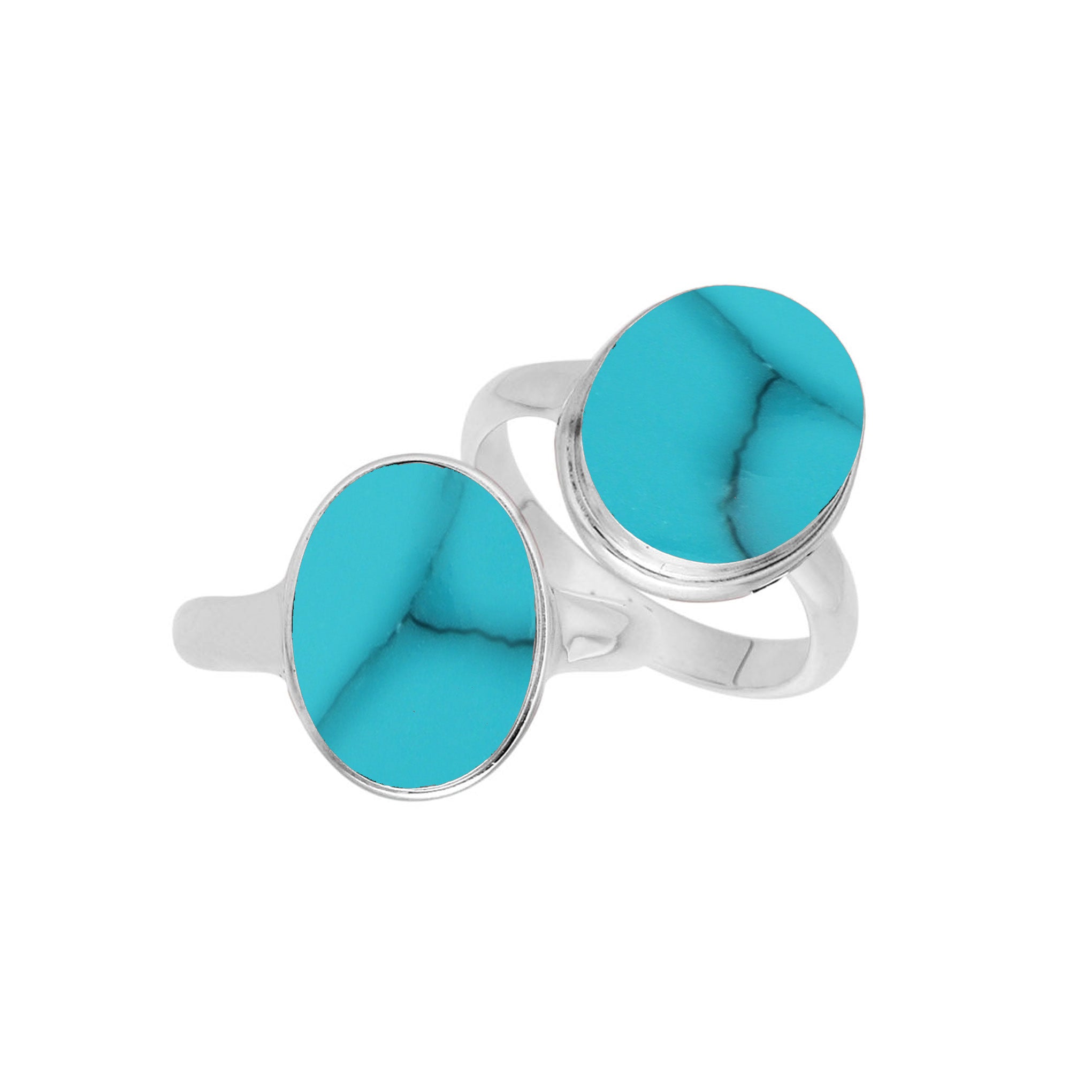 Wholesale sterling silver oval Turquoise Shell ring with classic bezel setting and polished .925 silver band, handcrafted artisan jewelry for bulk orders.