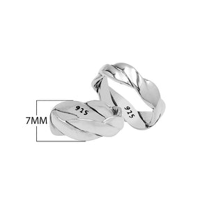 Wholesale sterling silver twisted braid band ring with polished finish – unisex classic wholesale silver jewelry.