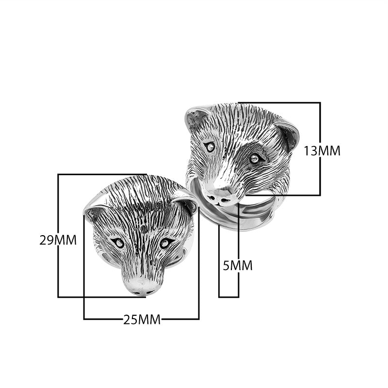 Wholesale sterling silver bear head ring with detailed 3D animal design, handcrafted men’s statement jewelry from Bali.
