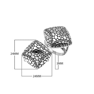 Wholesale sterling silver cushion dome ring with Balinese dot pattern, handcrafted bold artisan jewelry from Bali.