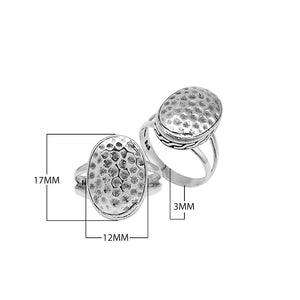 Bulk handcrafted hammered oval sterling silver rings, wholesale 925 silver statement jewelry from Bali.