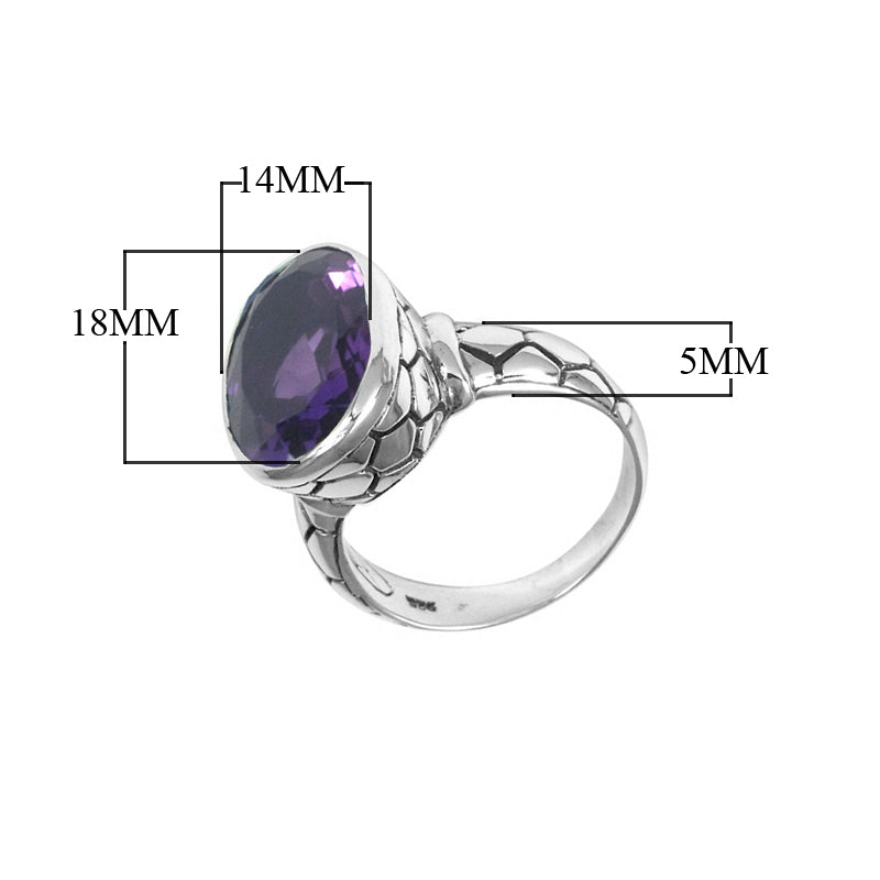 Sterling Silver handcrafted ring with Amethyst Quartz wholesale from Bali, Indonesia