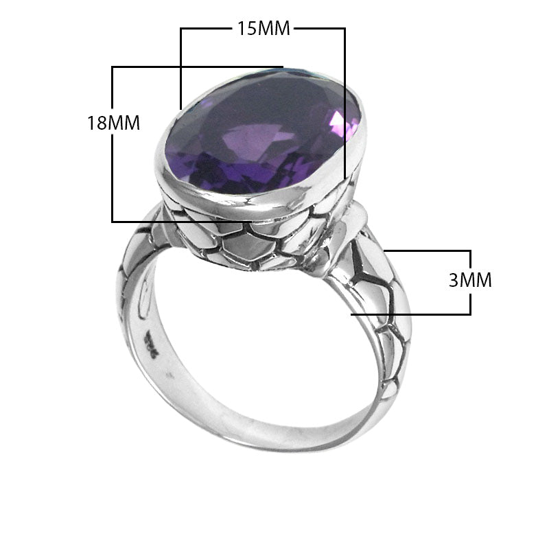 Sterling Silver handcrafted ring with Amethyst Quartz wholesale from Bali, Indonesia
