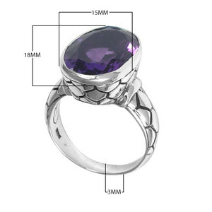 Sterling Silver handcrafted ring with Amethyst Quartz wholesale from Bali, Indonesia