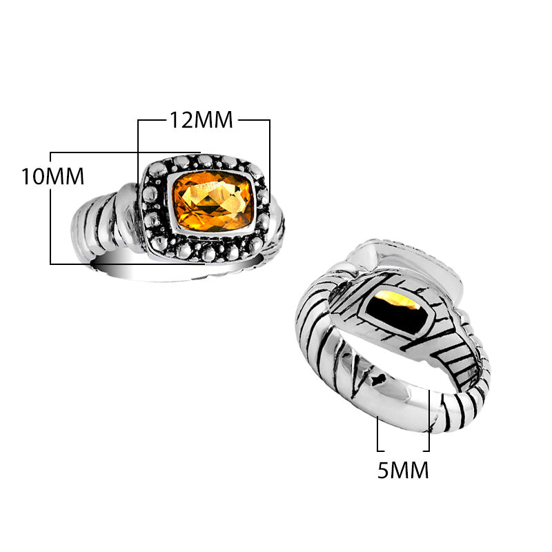 Sterling Silver handcrafted ring with Citrine Quartz wholesale from Bali, Indonesia