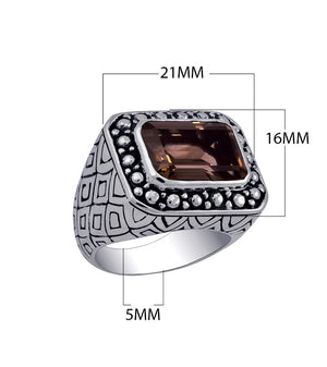 Sterling Silver handcrafted ring with Smokey Quartz wholesale from Bali, Indonesia