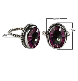 Sterling silver oval Lemon Quartz ring with faceted Quartz and rope bezel, wholesale jewelry from Indonesia.