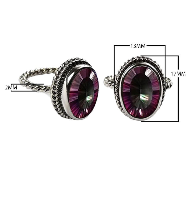 Sterling silver oval Lemon Quartz ring with faceted Quartz and rope bezel, wholesale jewelry from Indonesia.