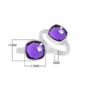 Wholesale sterling silver ring with Amethyst Quartz double stones in sleek bezel design