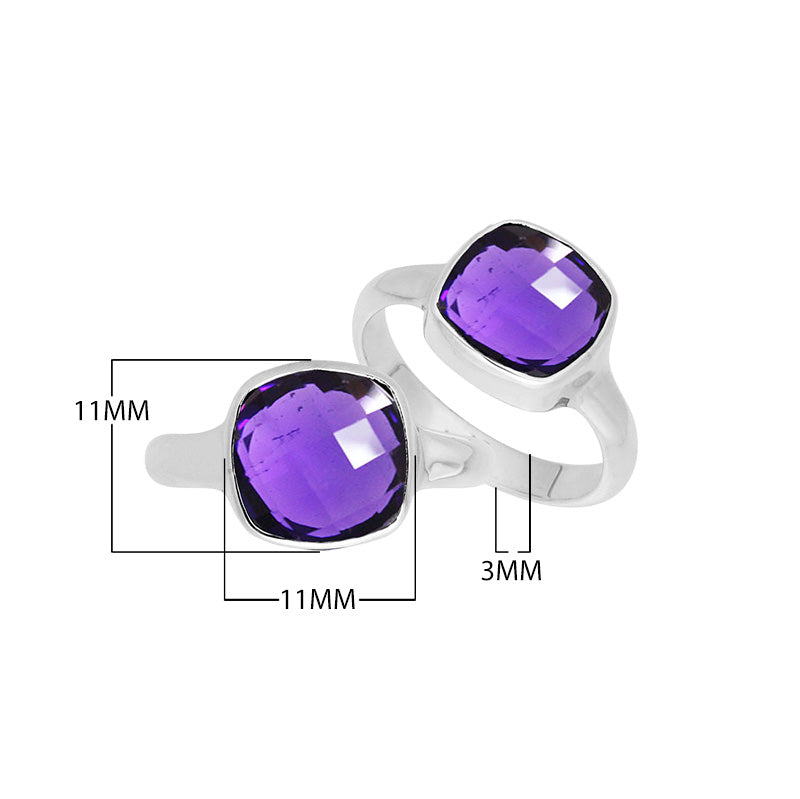 Wholesale sterling silver ring with Amethyst Quartz double stones in sleek bezel design