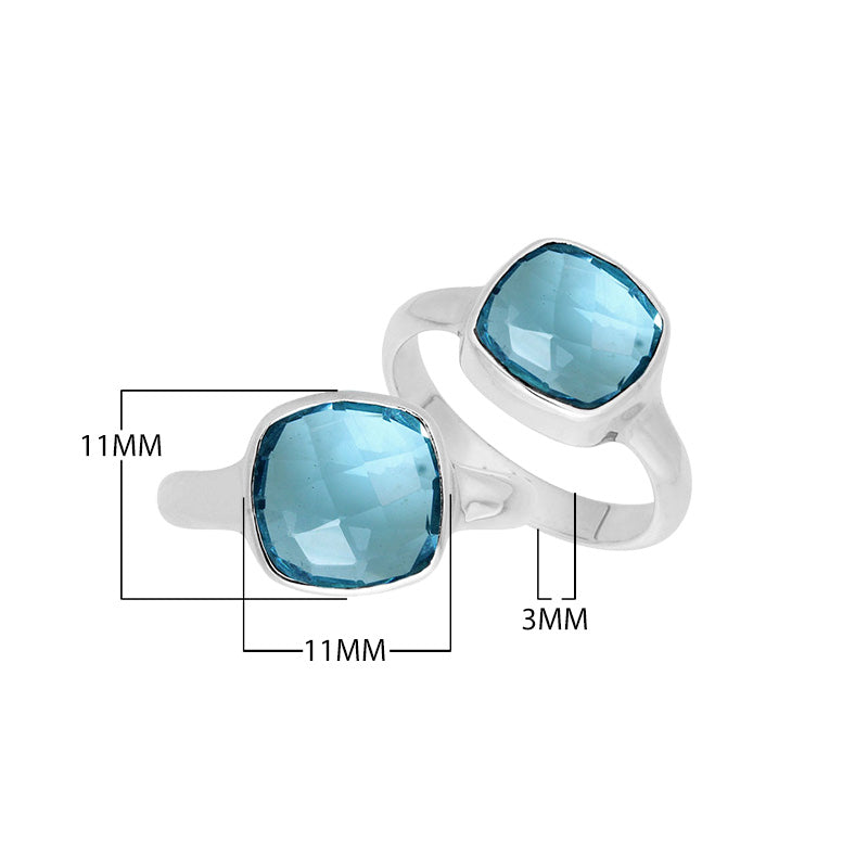 Wholesale sterling silver ring with Blue Topaz Quartz double stones in a sleek bezel design