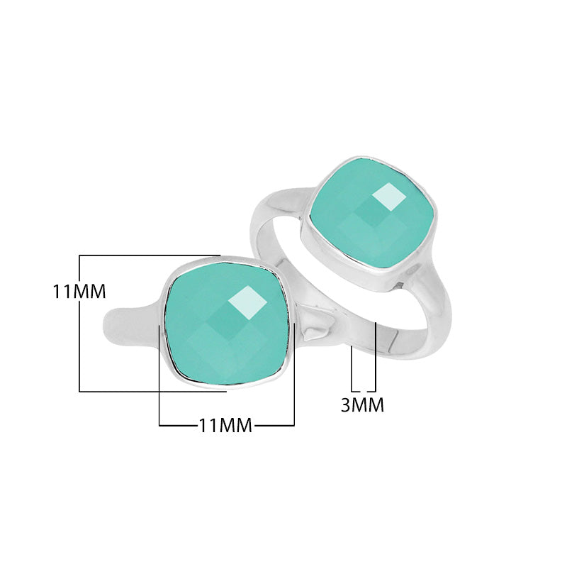 Wholesale sterling silver ring with Green Chalcedony Quartz double stones in a minimalist bezel design