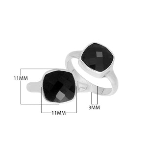 Wholesale sterling silver ring with Black Onyx double stones in minimalist bezel setting