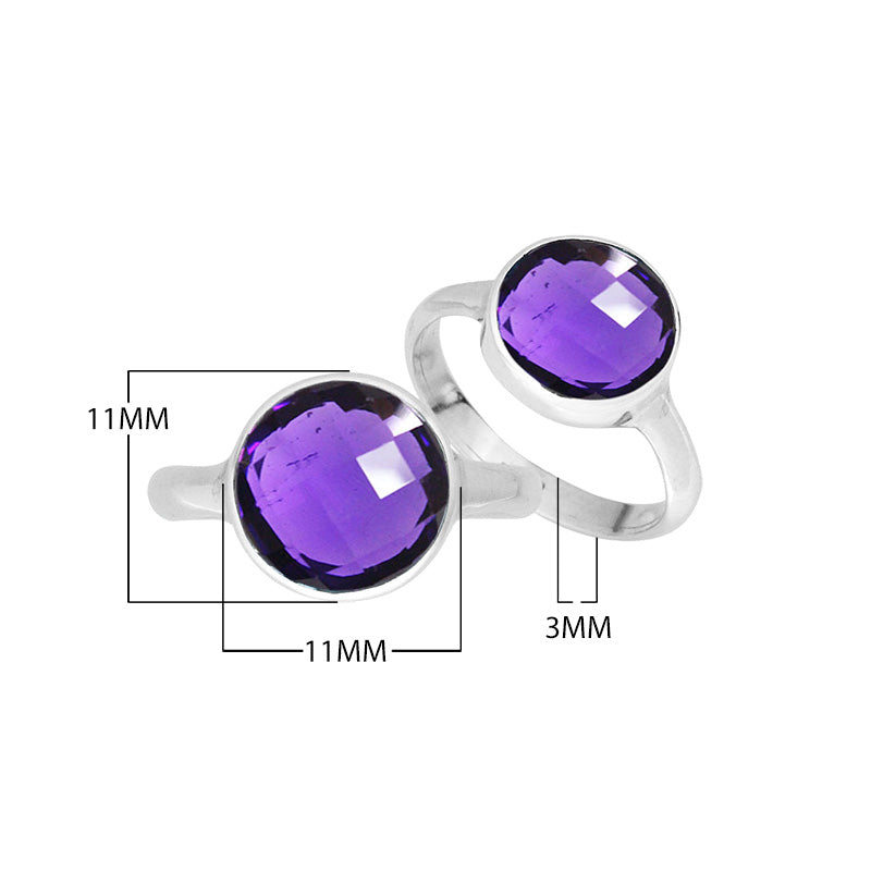 Wholesale sterling silver round bezel double stone ring with Amethyst Quartz