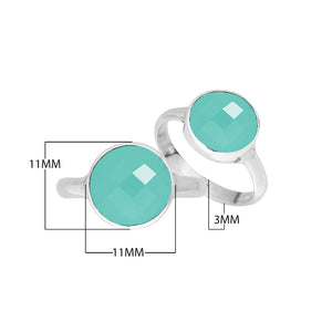 Wholesale sterling silver round bezel double stone ring with Green Chalcedony Quartz