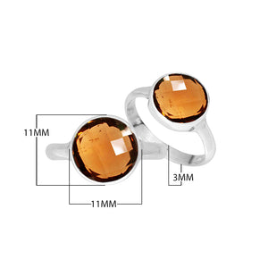 Wholesale sterling silver round bezel double stone ring with Citrine Quartz