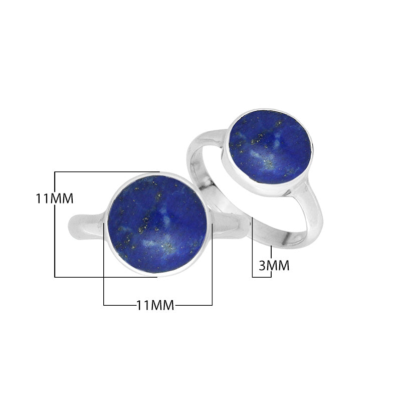 Wholesale sterling silver round bezel double stone ring with Lapis Lazuli