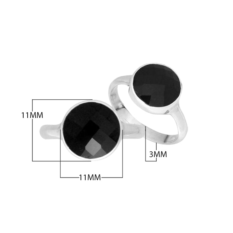 Wholesale sterling silver round bezel double stone ring with Black Onyx