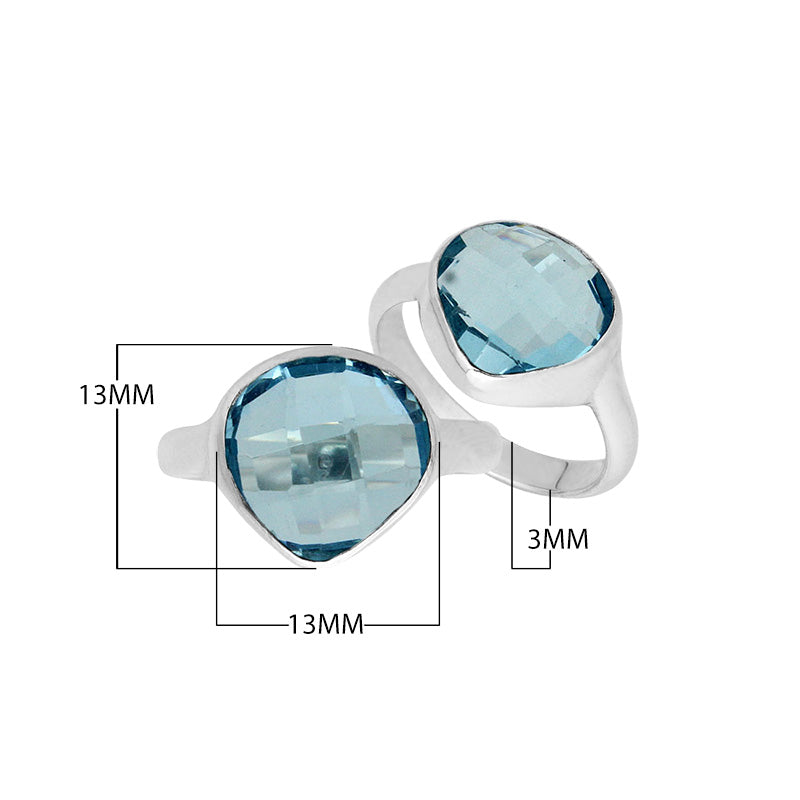 Wholesale sterling silver pear bezel Single stone ring with Blue Topaz Quartz
