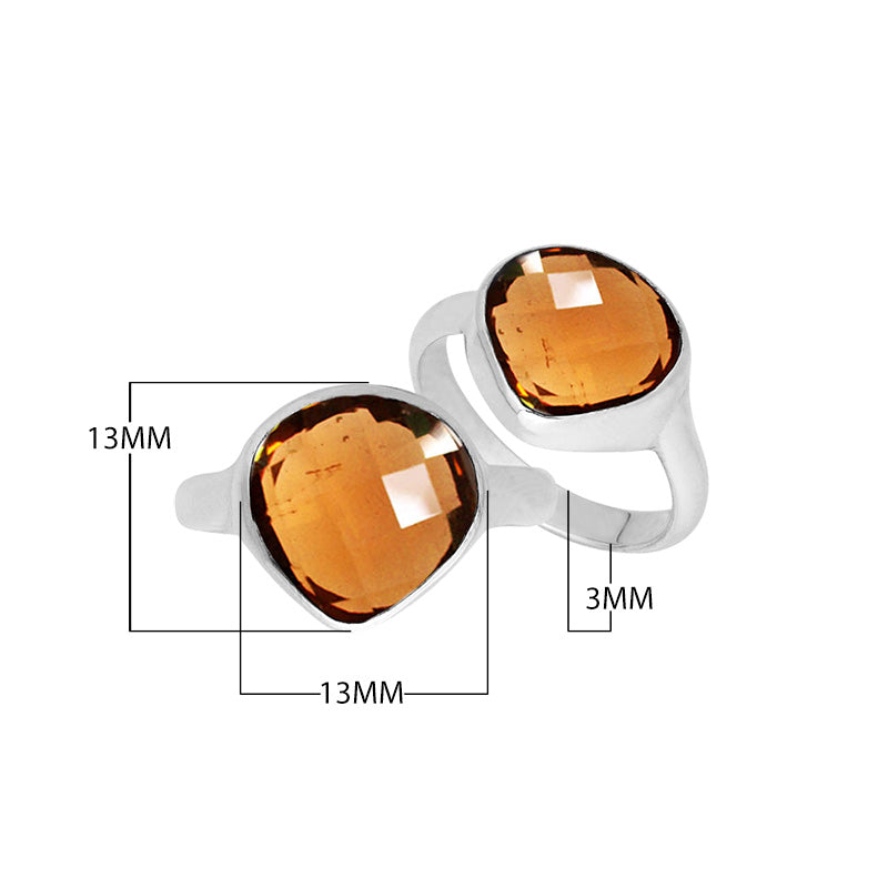Wholesale sterling silver pear bezel double stone ring with Citrine Quartz