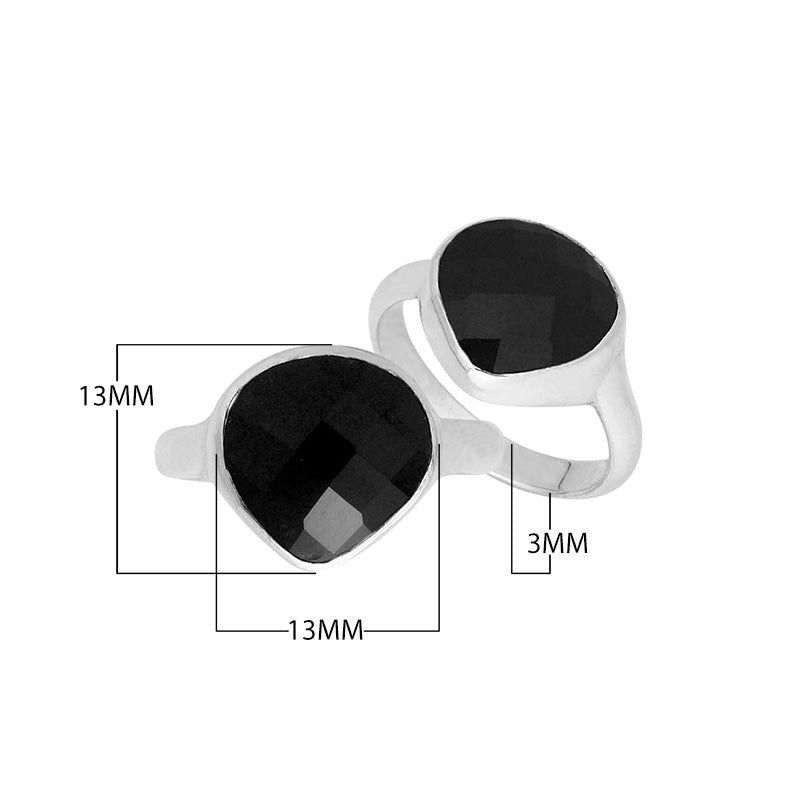 Wholesale sterling silver pear bezel Single stone ring with Black Onyx