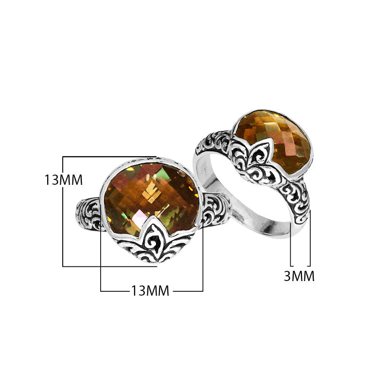 Wholesale Sterling Silver faceted Citrine Quartz women’s ring handcrafted in Bali