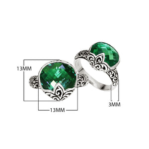 Wholesale Sterling Silver pear shape Green Quartz faceted ring with Balinese swirl design