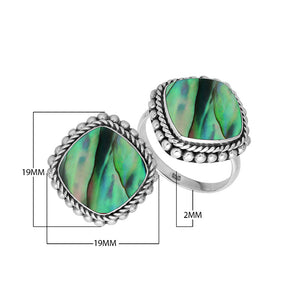 Sterling Silver ring with Abalone Shell and handcrafted Balinese rope beaded design