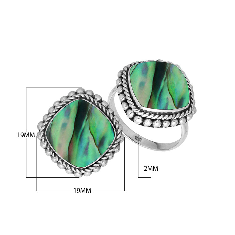 Sterling Silver ring with Abalone Shell and handcrafted Balinese rope beaded design