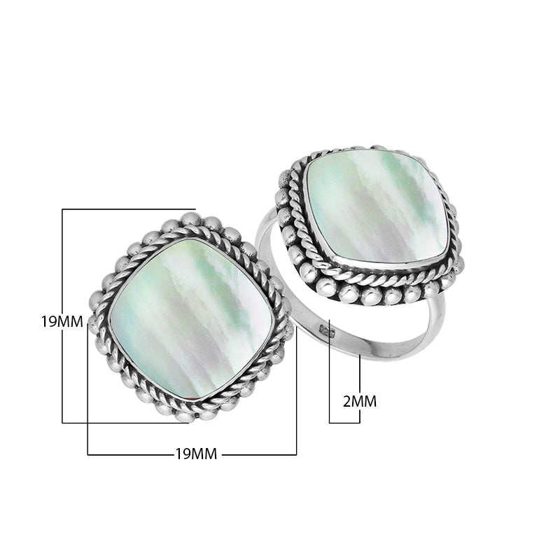 Sterling Silver ring with Mother of Pearl and handcrafted Balinese rope beaded design