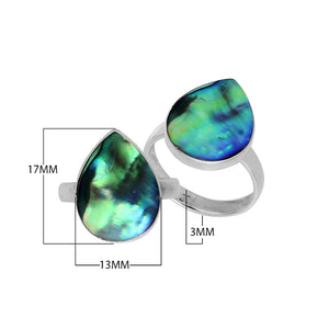 Sterling Silver pear shape ring with Abalone Shell and handcrafted Balinese polished design