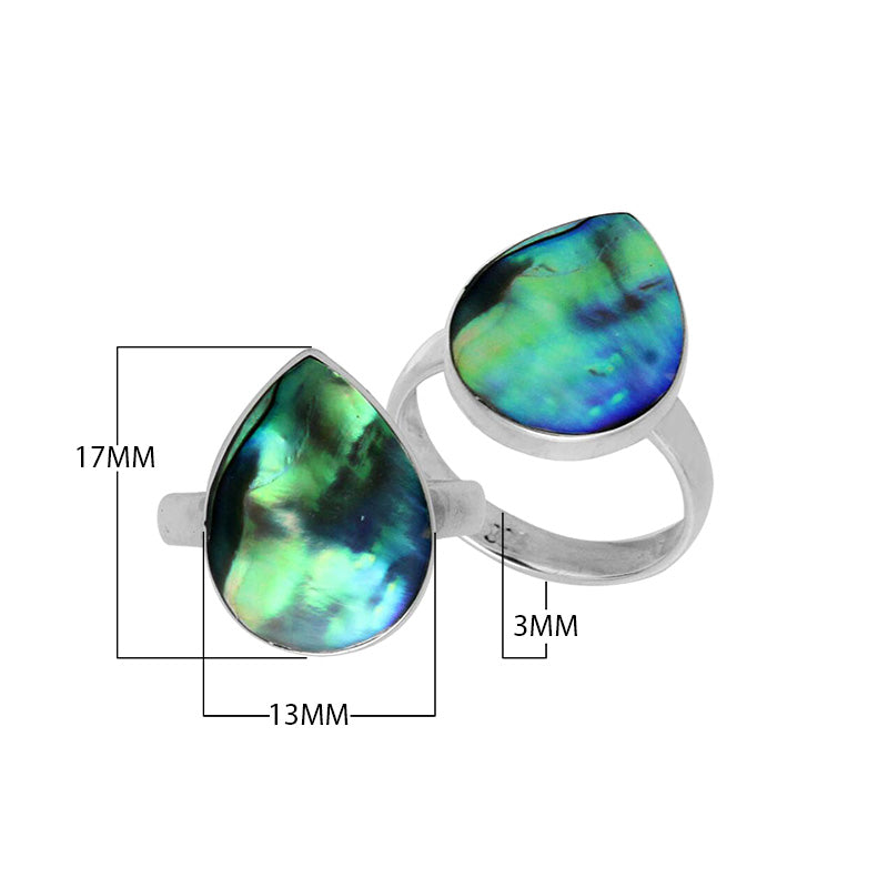 Sterling Silver pear shape ring with Abalone Shell and handcrafted Balinese polished design
