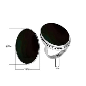 Sterling Silver Bold Oval Shape Designer Ring With Black Shell