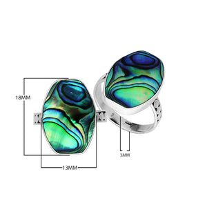 Sterling Silver Handcrafted Bold Designer Ring With Abalone Shell