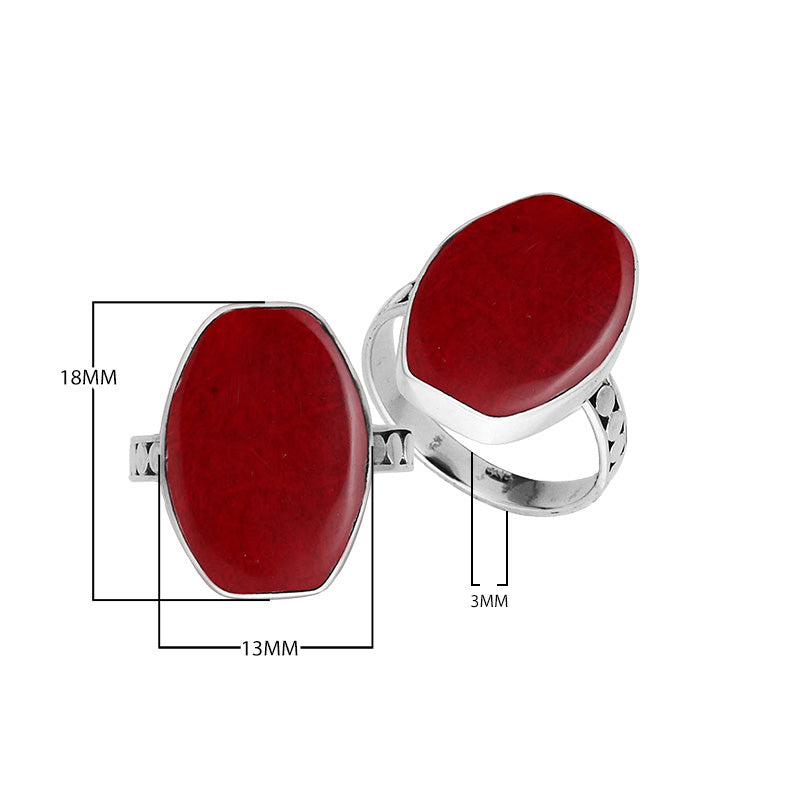 Sterling Silver Handcrafted Bold Designer Ring With Red Coral
