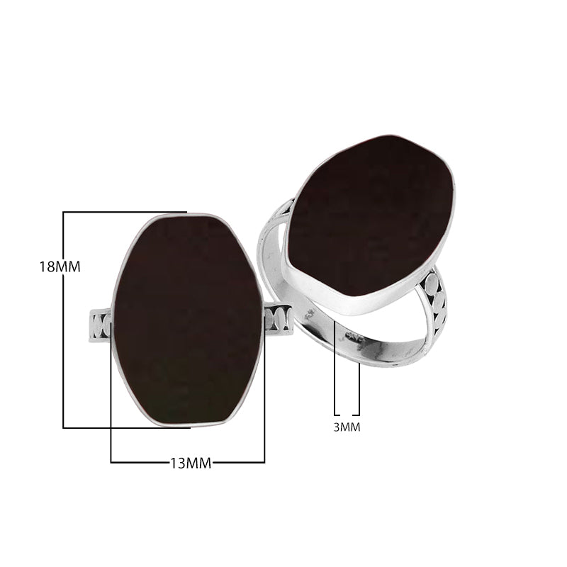 Sterling Silver Handcrafted Bold Designer Ring With Black Shell