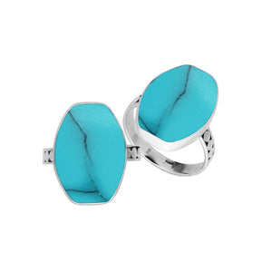 Sterling Silver Handcrafted Bold Designer Ring With Turquoise Shell