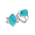 Sterling Silver Marquise Shape Statement Ring With Turquoise Shell In Modern Balinese Design